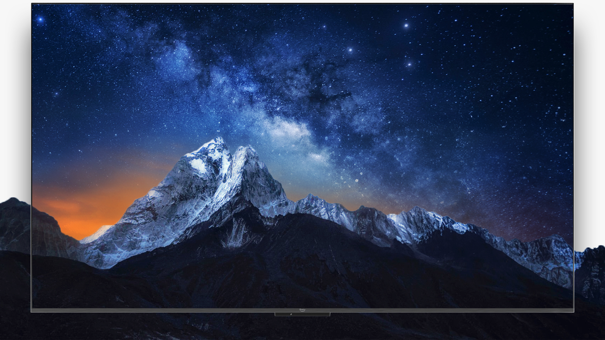 Amazon fire tv omni mini led series displaying mountains that extend past the screen