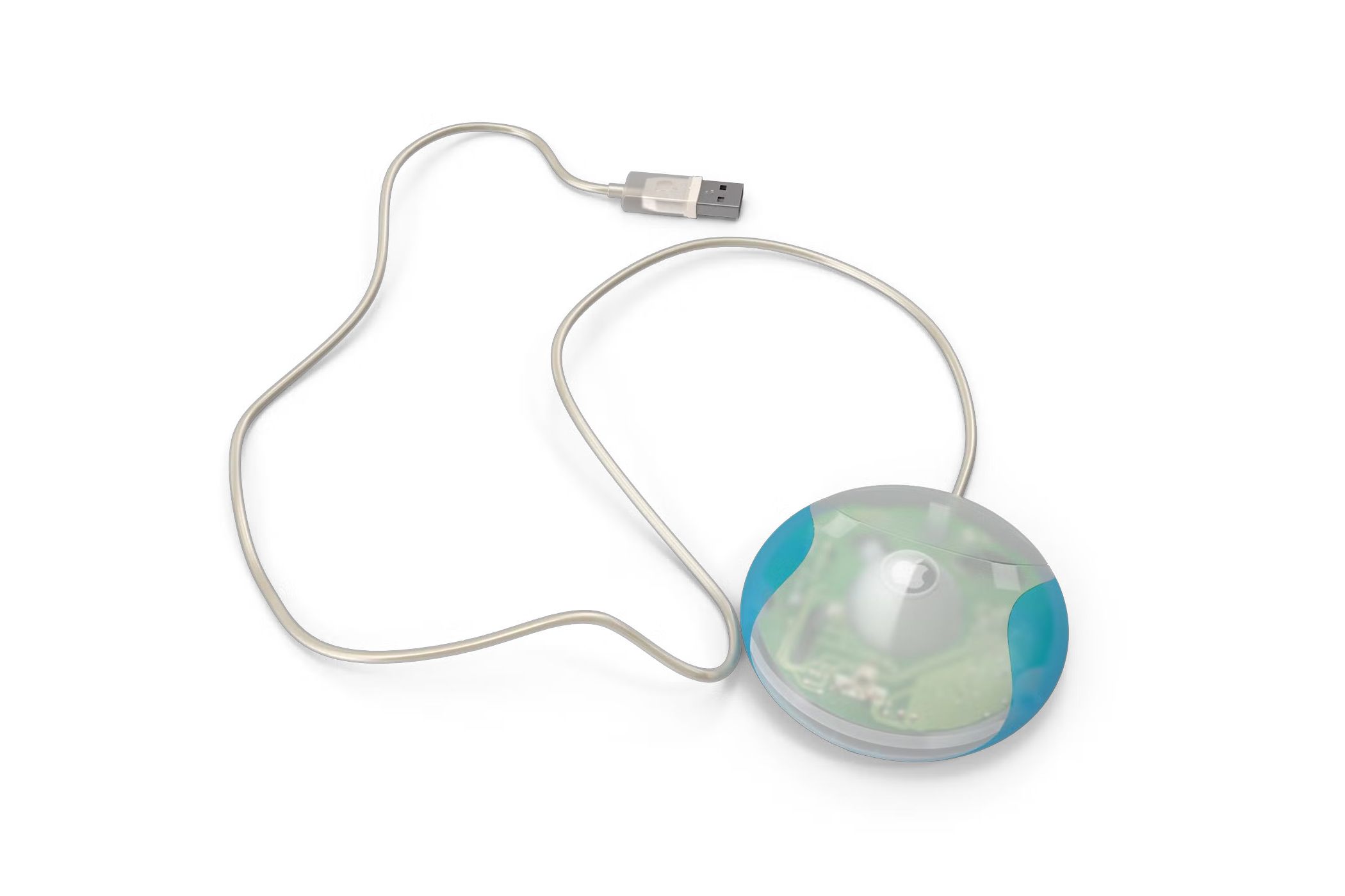 An example of an old puck shaped Apple mouse from the early 2000s. 