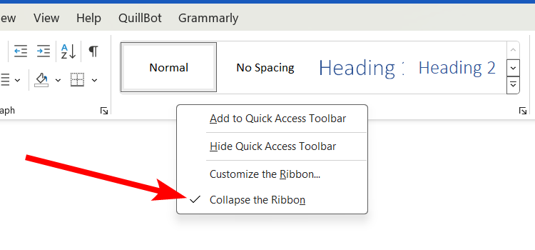 Turning off the "Collapse the Ribbon" feature in Microsoft Word.