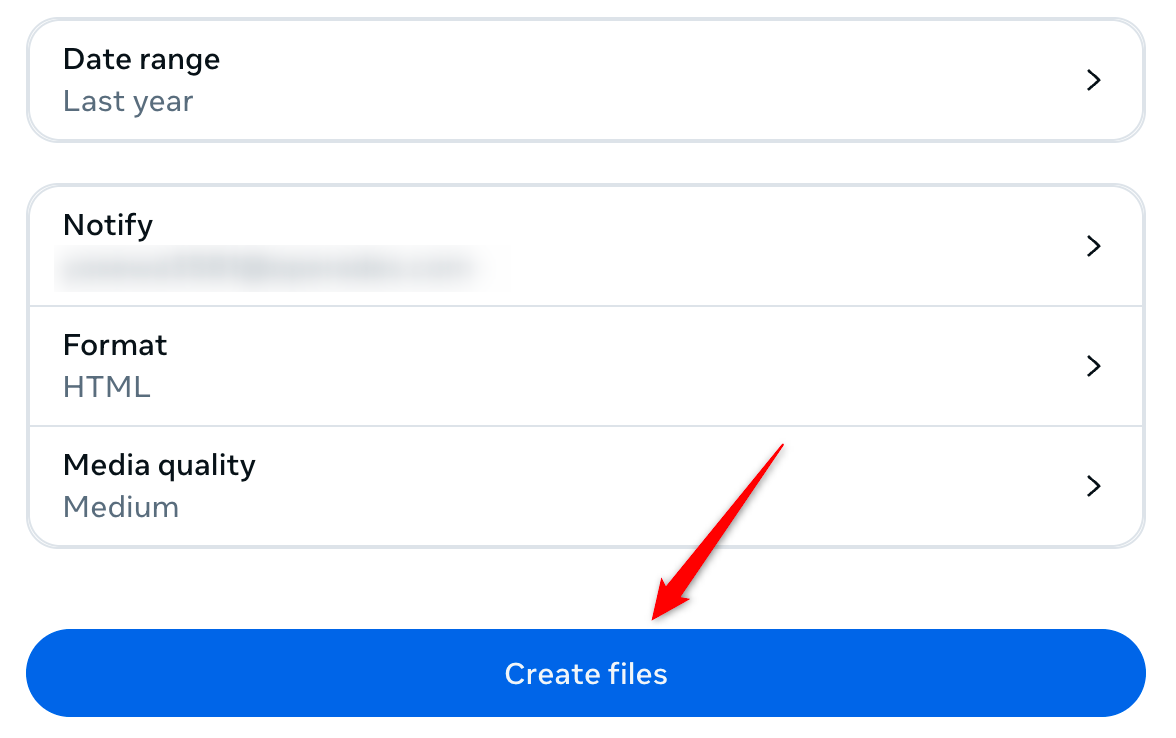 Creating a file to download information in Facebook.