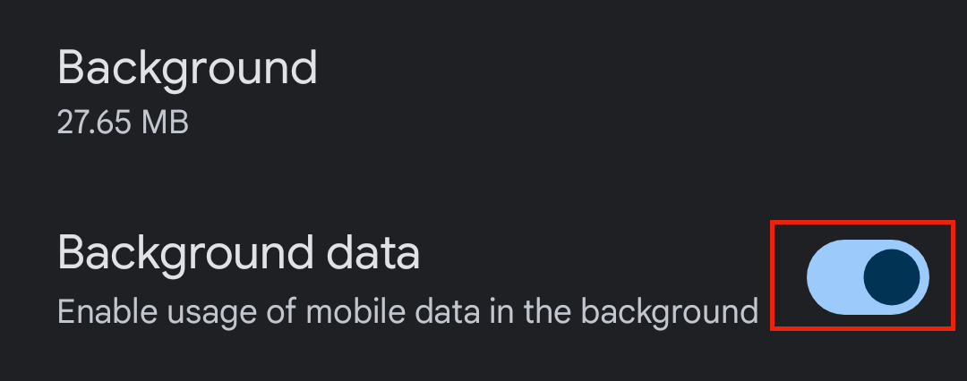 Disable background data use for a specific app.