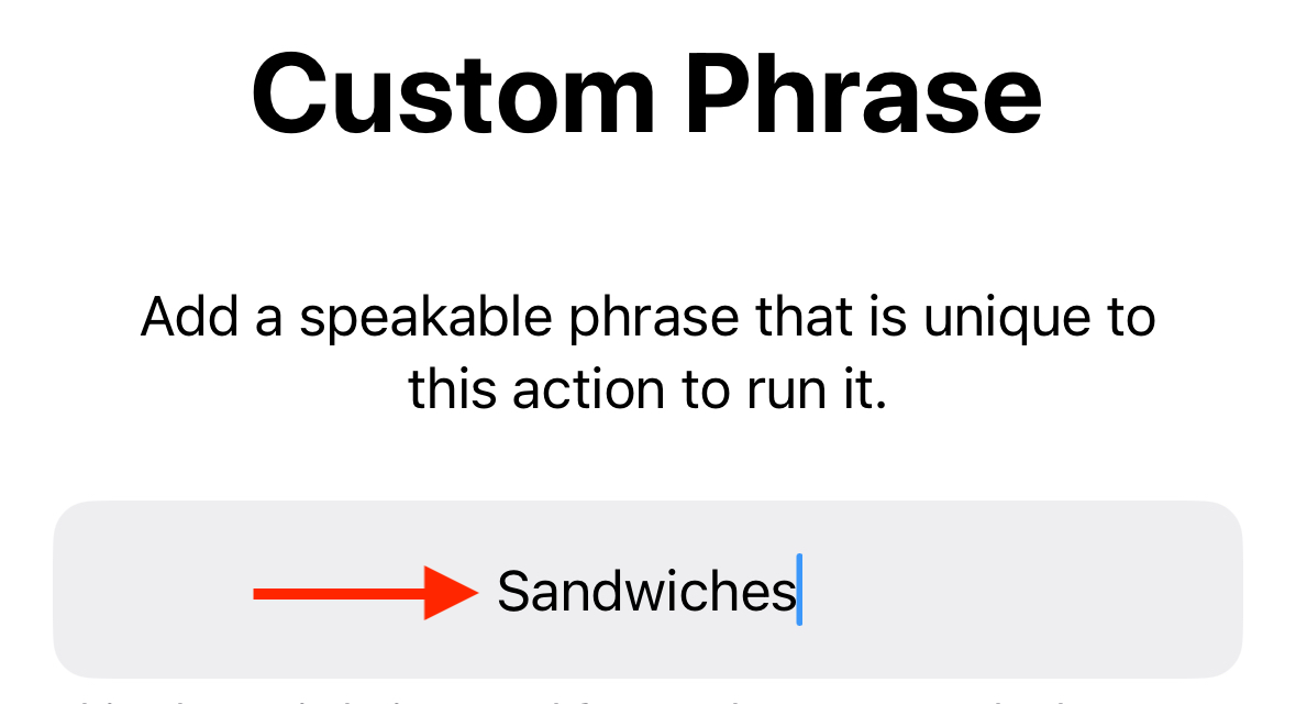 In iPhone accessibility settings, enter a phrase for voice playback.