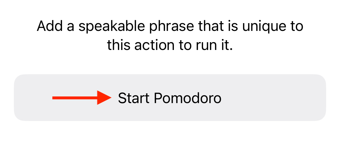 In iPhone accessibility settings, enter a phrase for the timer singing shortcut.