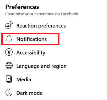 Facebook's notifications button.