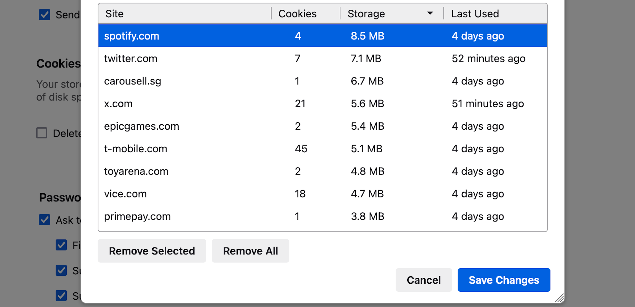 Choosing sites with stored history from a menu in Firefox.