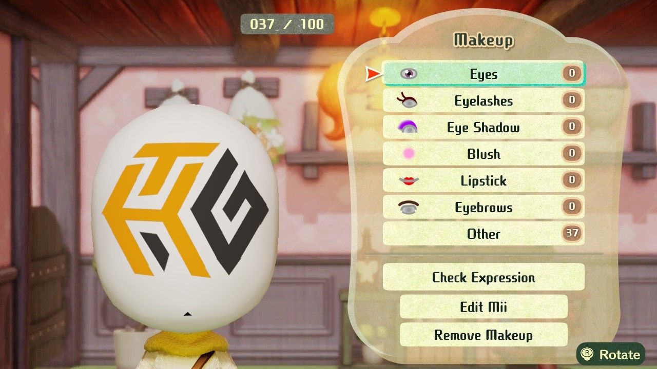 A Mii that resembles the How-To Geek logo in Miitopia.