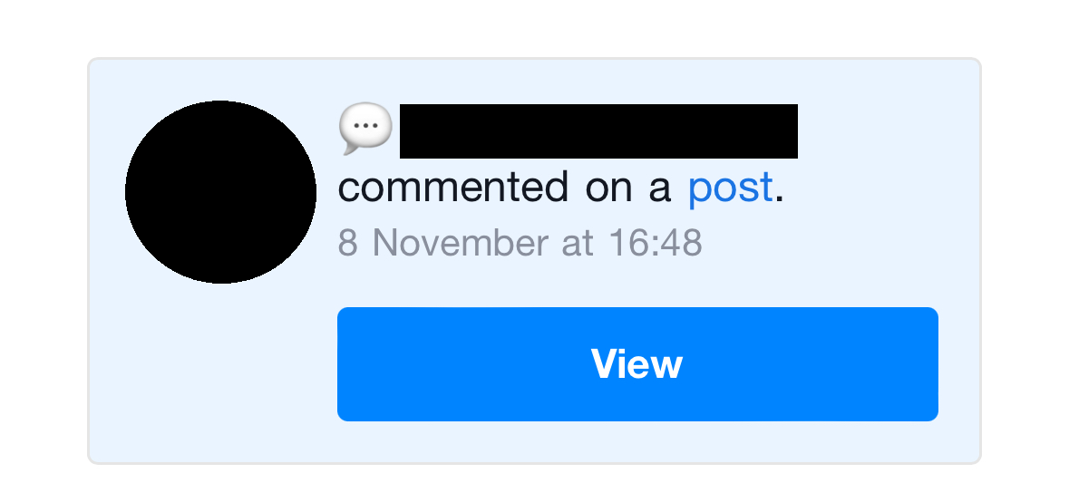 A Facebook email notification devoid of any actual information.