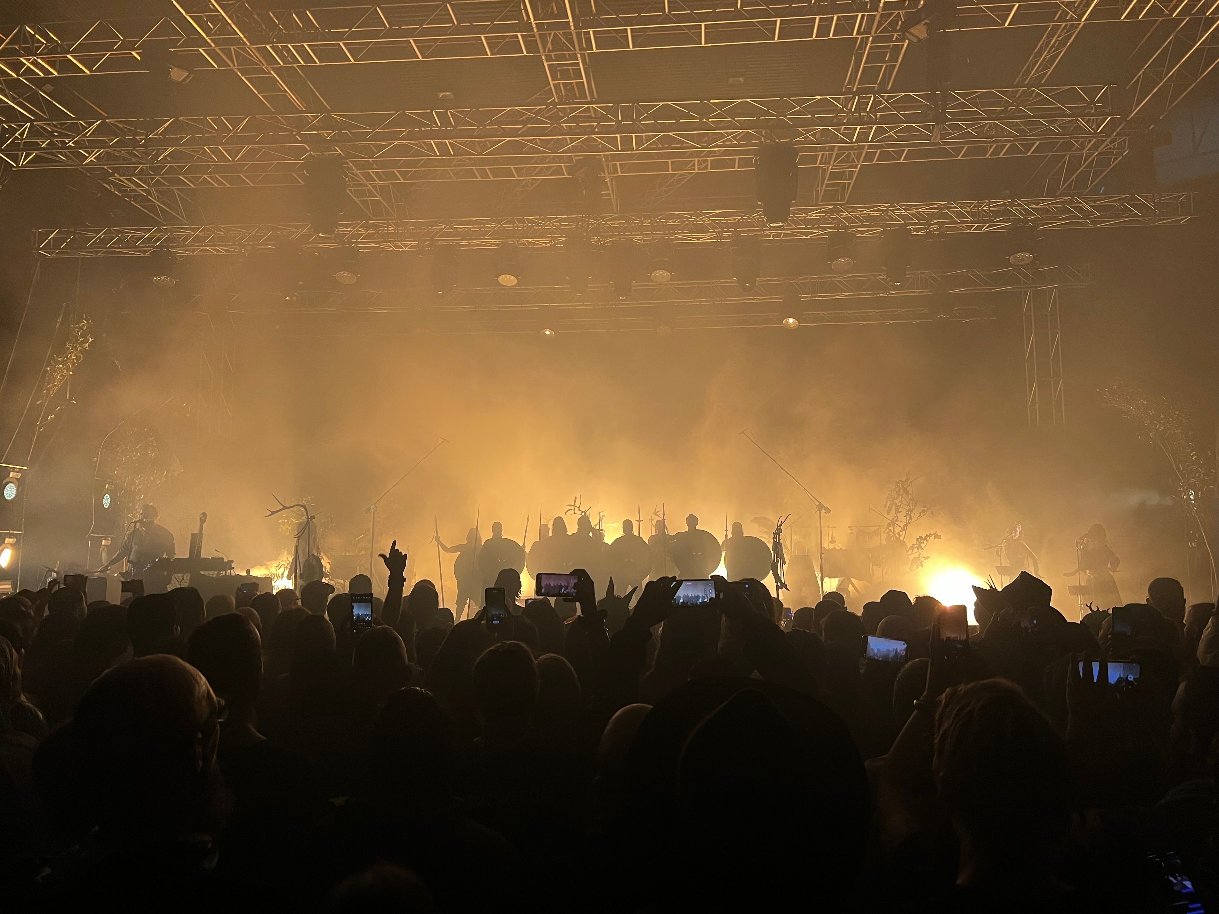 A wide-angle shot of a performance by Heilung.