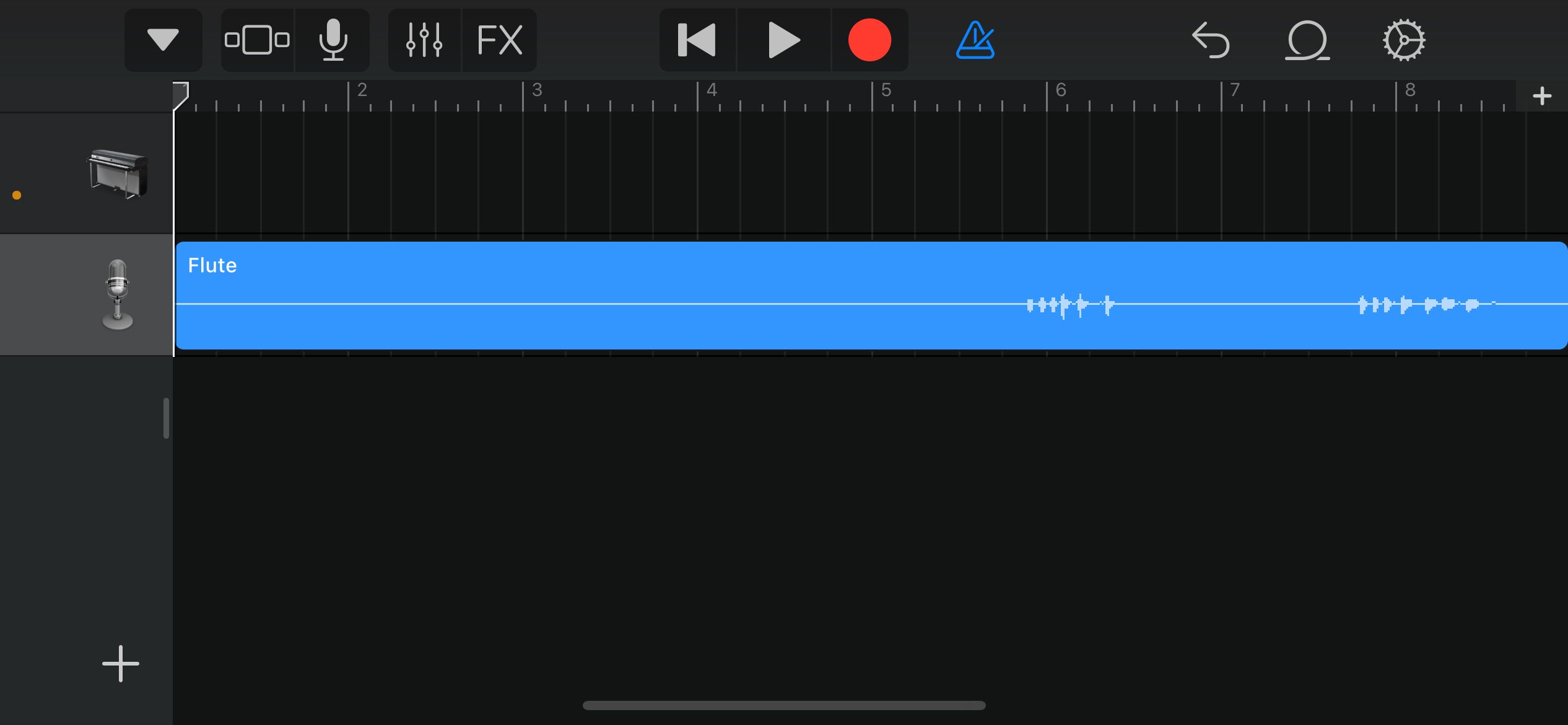 A file imported to the Garageband Live View.