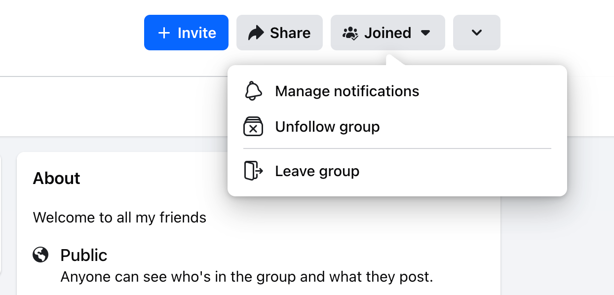 Leaving a group on Facebook.