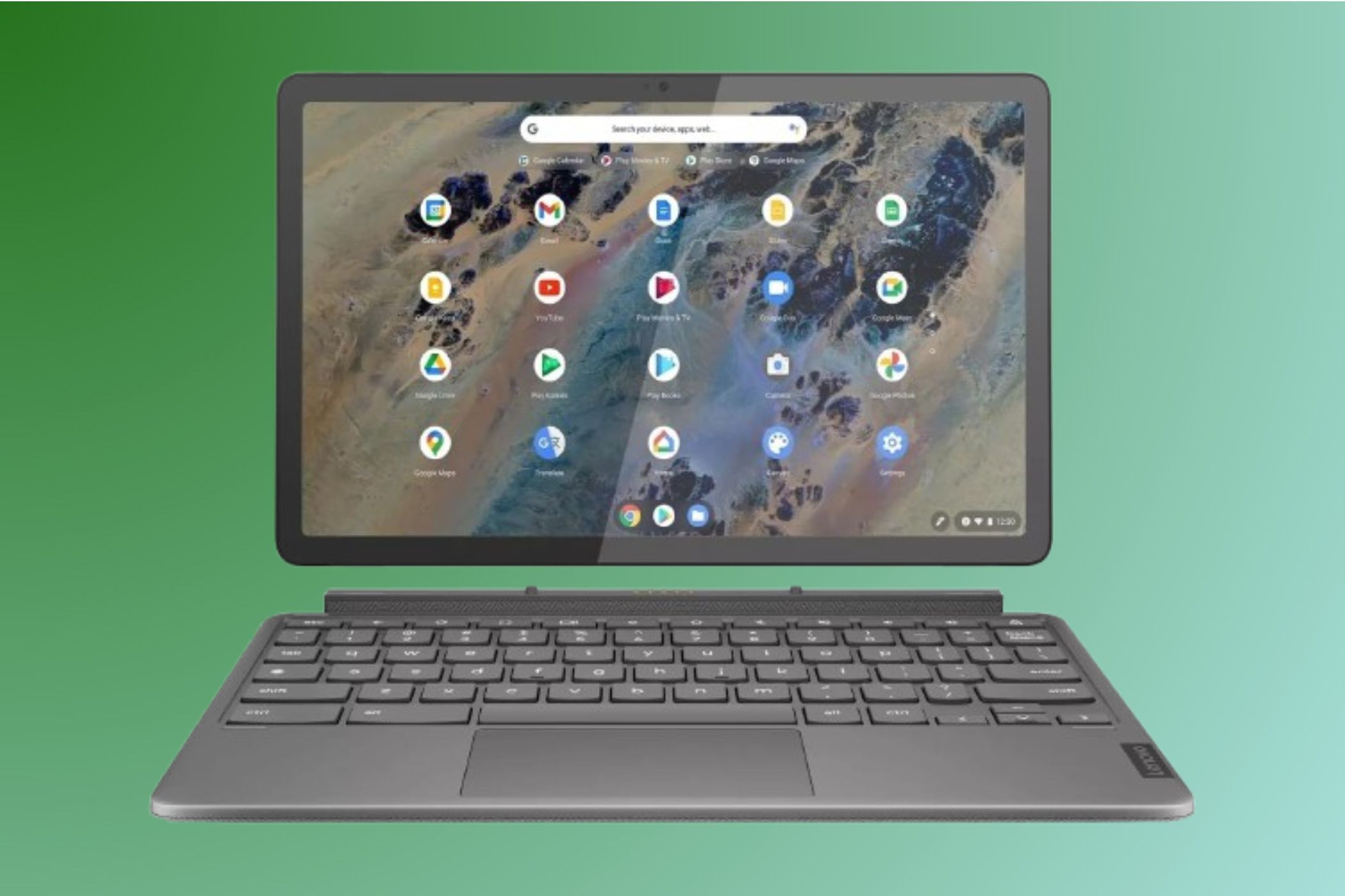 Lenovo Chromebook Duet 3 on gradient background