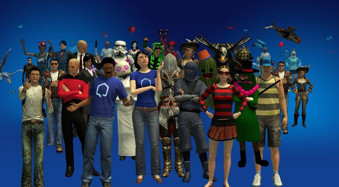 PlayStation Home avatars in different outfits.