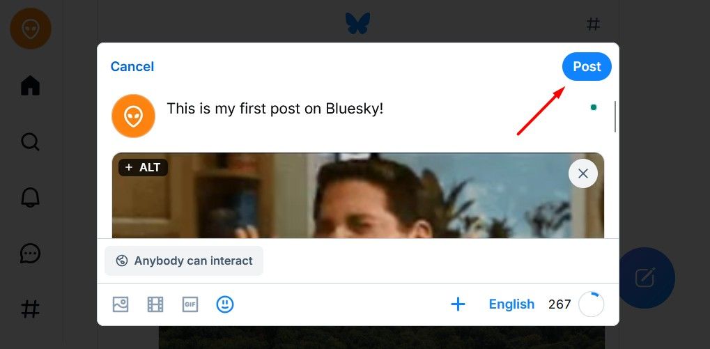 Post button in Bluesky.