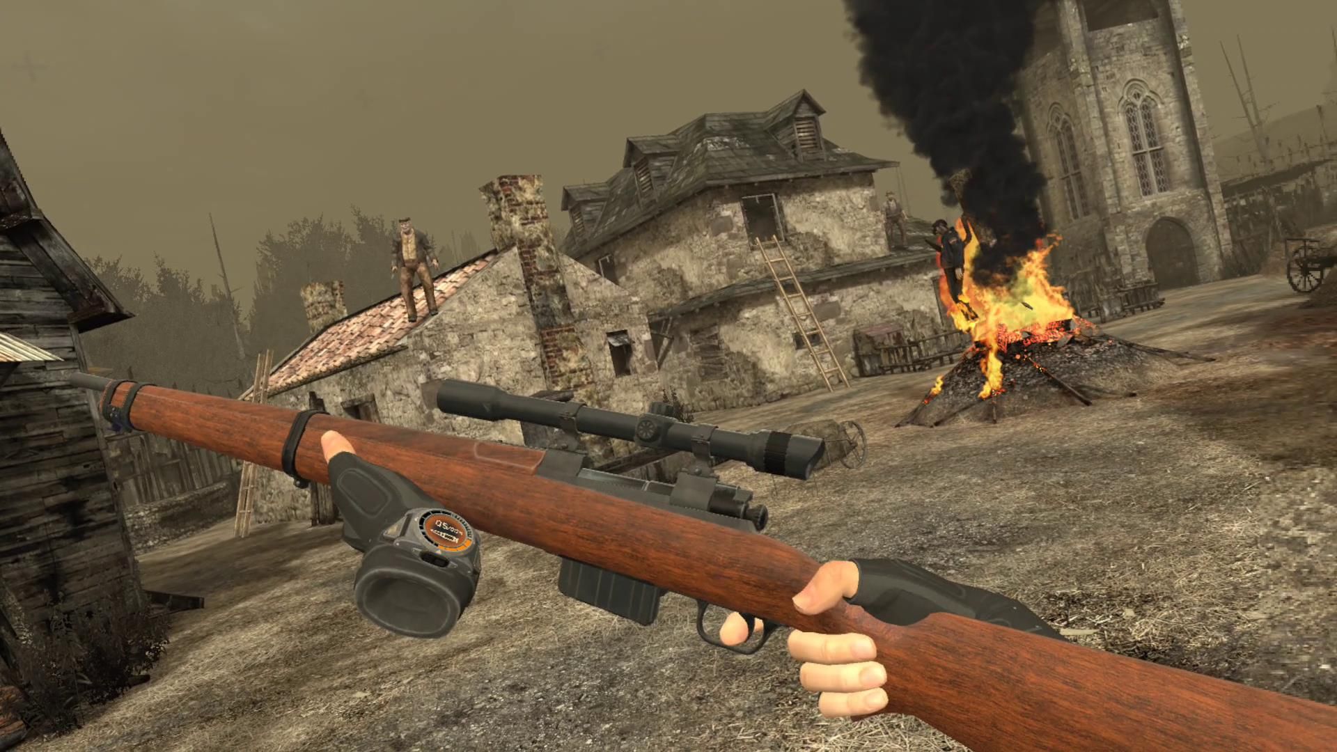 The bolt-action rifle from Resident Evil 4 VR with the bolt on the left side.