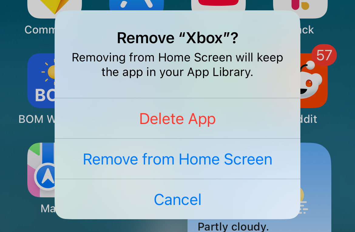 Remove app from iPhone home screen.