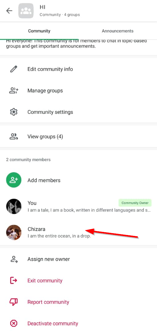 Remove member