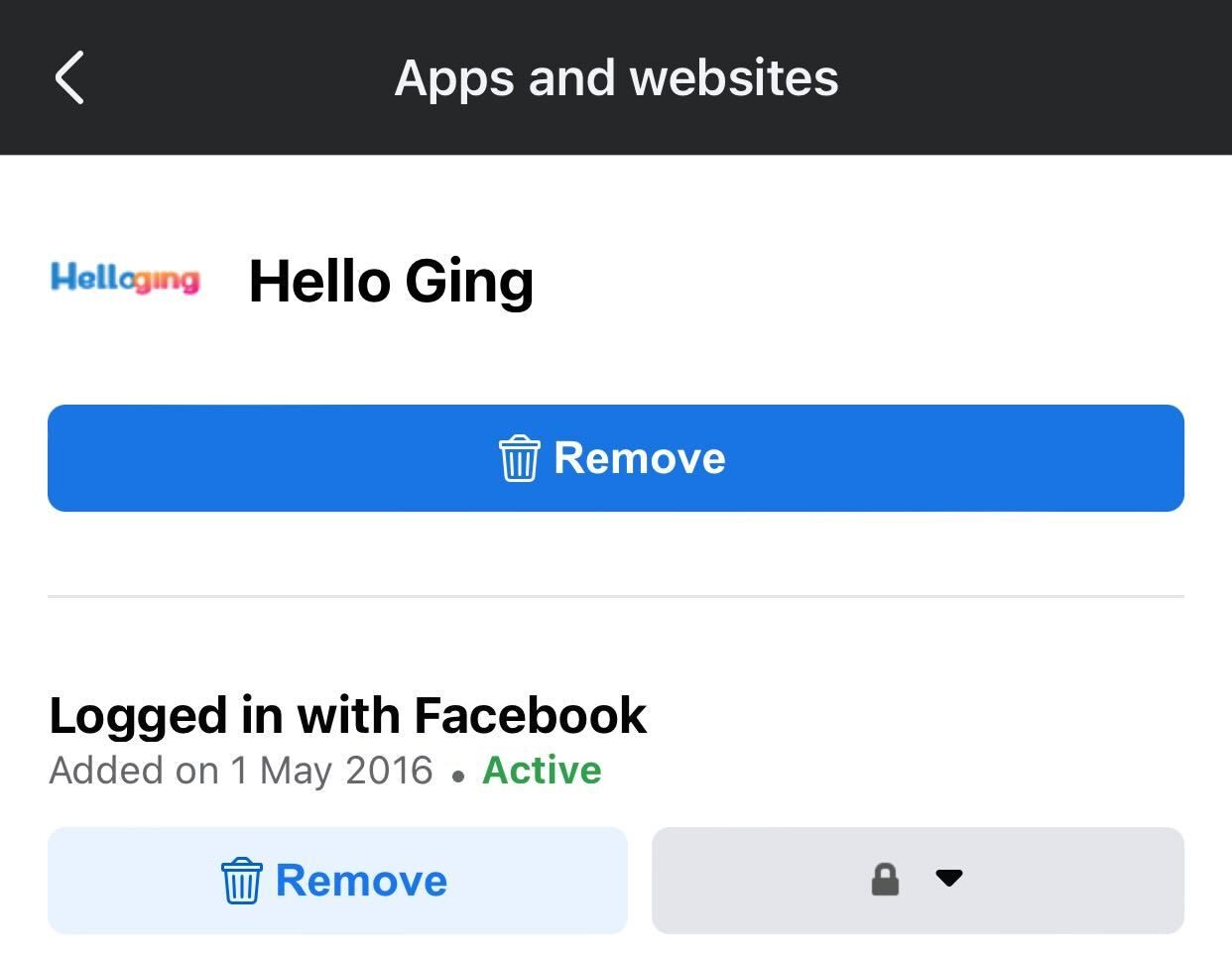 Removing access of an app in Facebook.