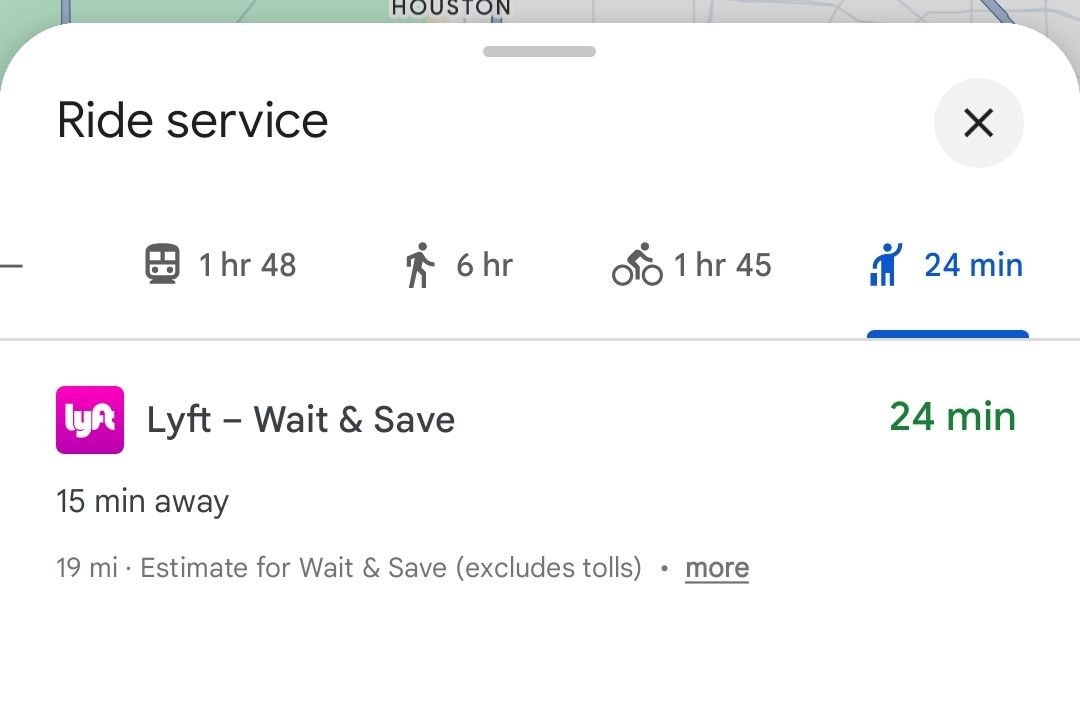 rideservice lypt option google maps