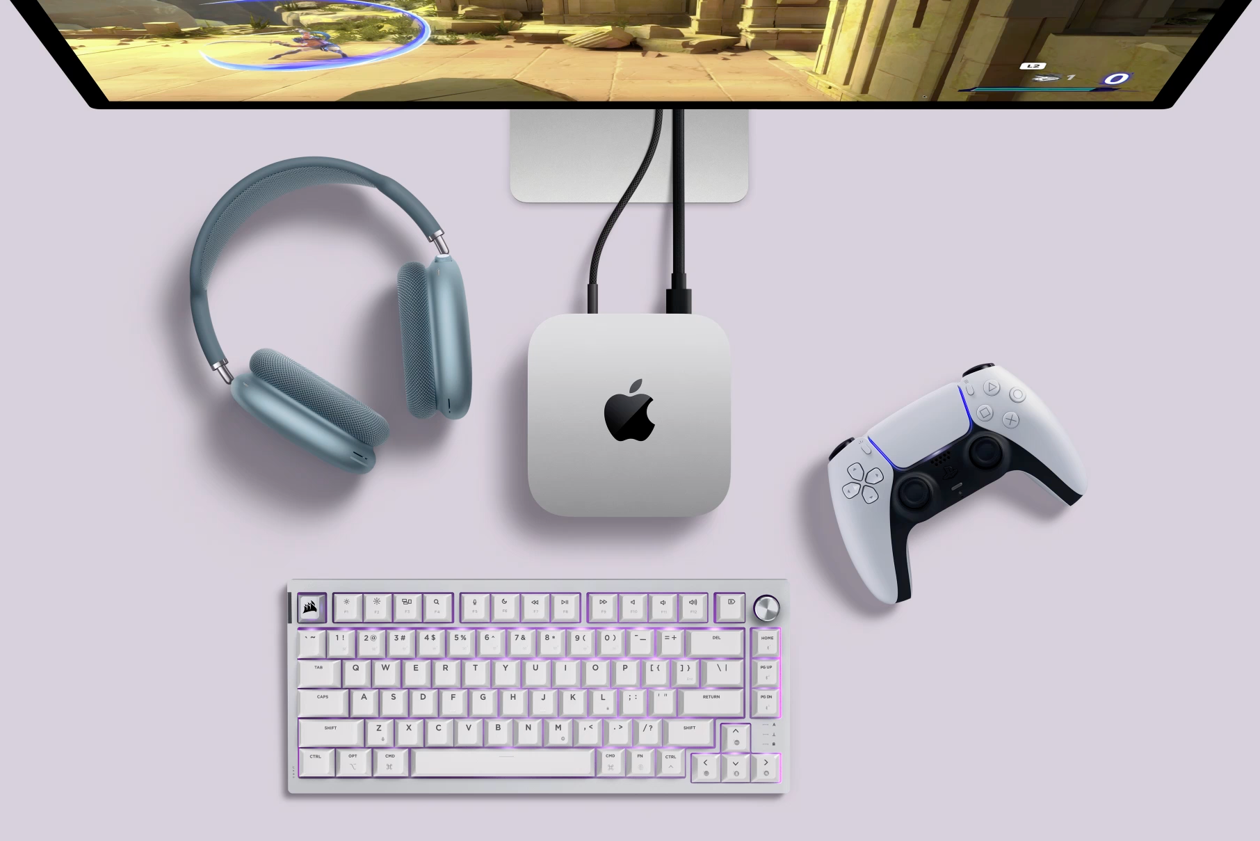 The M4 Mac Mini with a Corsair mechanical keyboard.