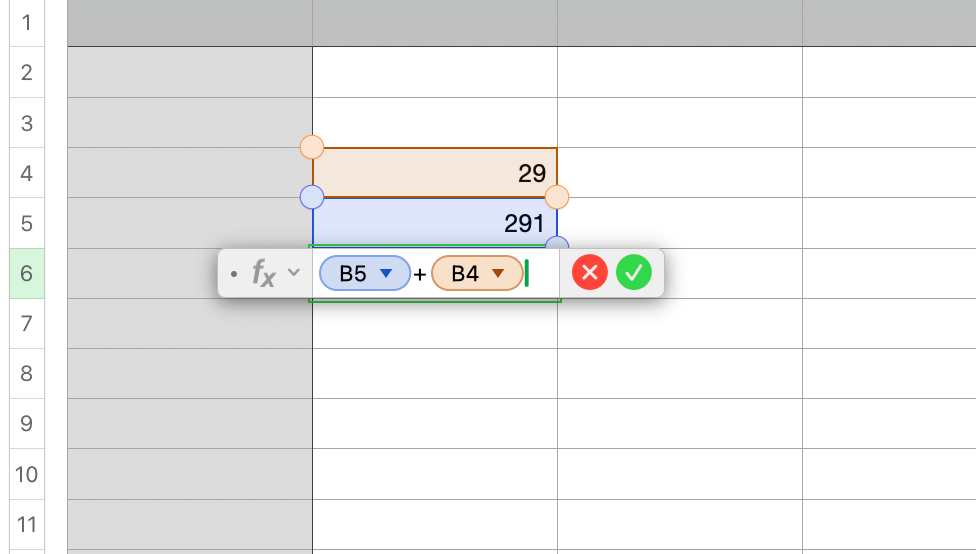 Using functions on Apple Numbers.