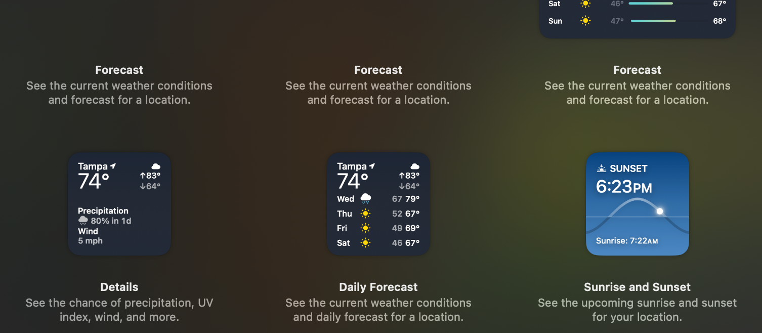 A screenshot of the Weather widget.