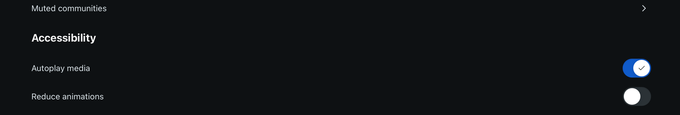 A screenshot of the Accessibility settings in Reddit.