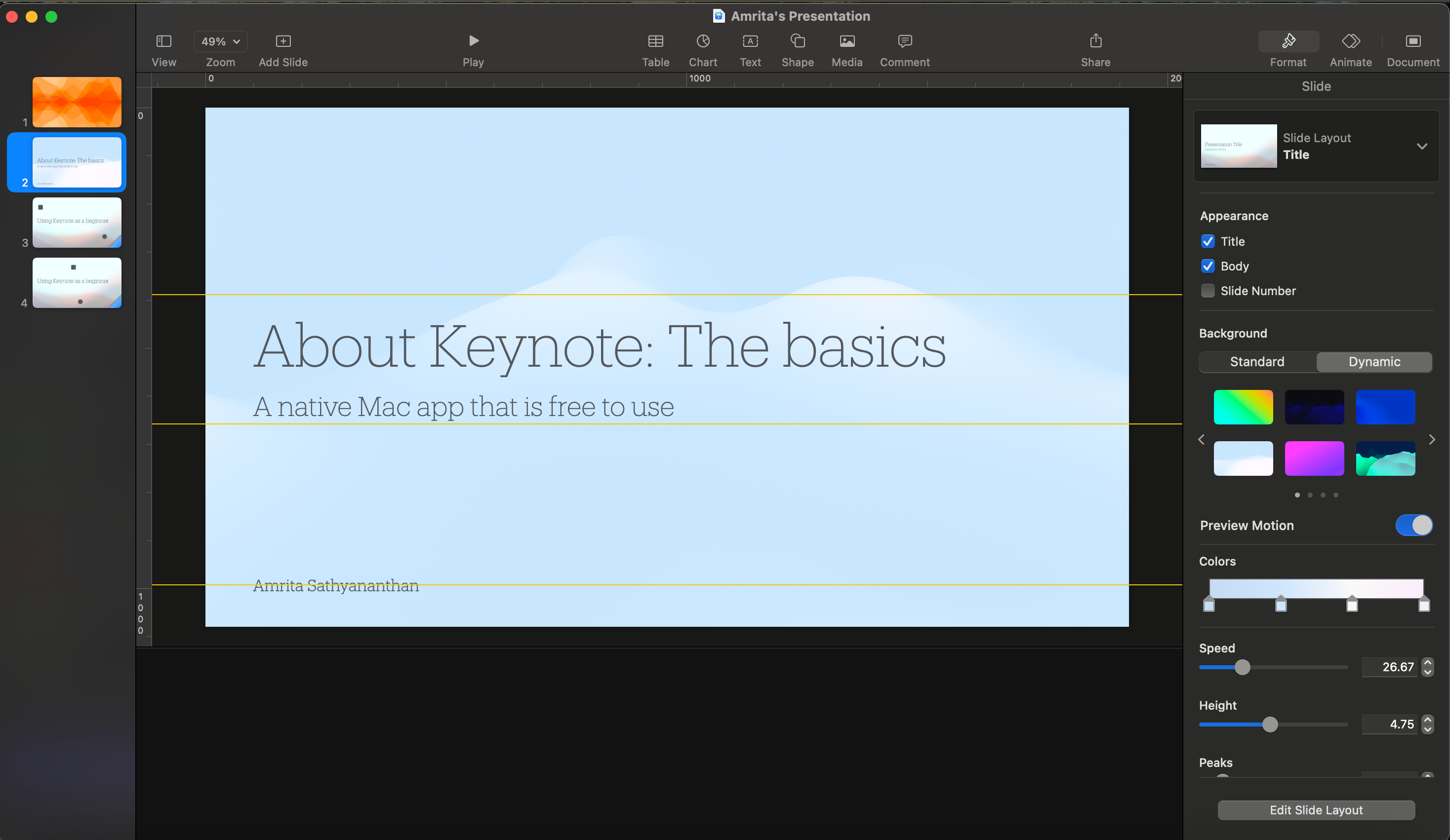 Apple Keynote's interface.