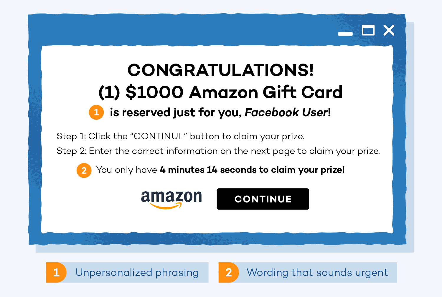 A free Amazon gift card scam on social media.