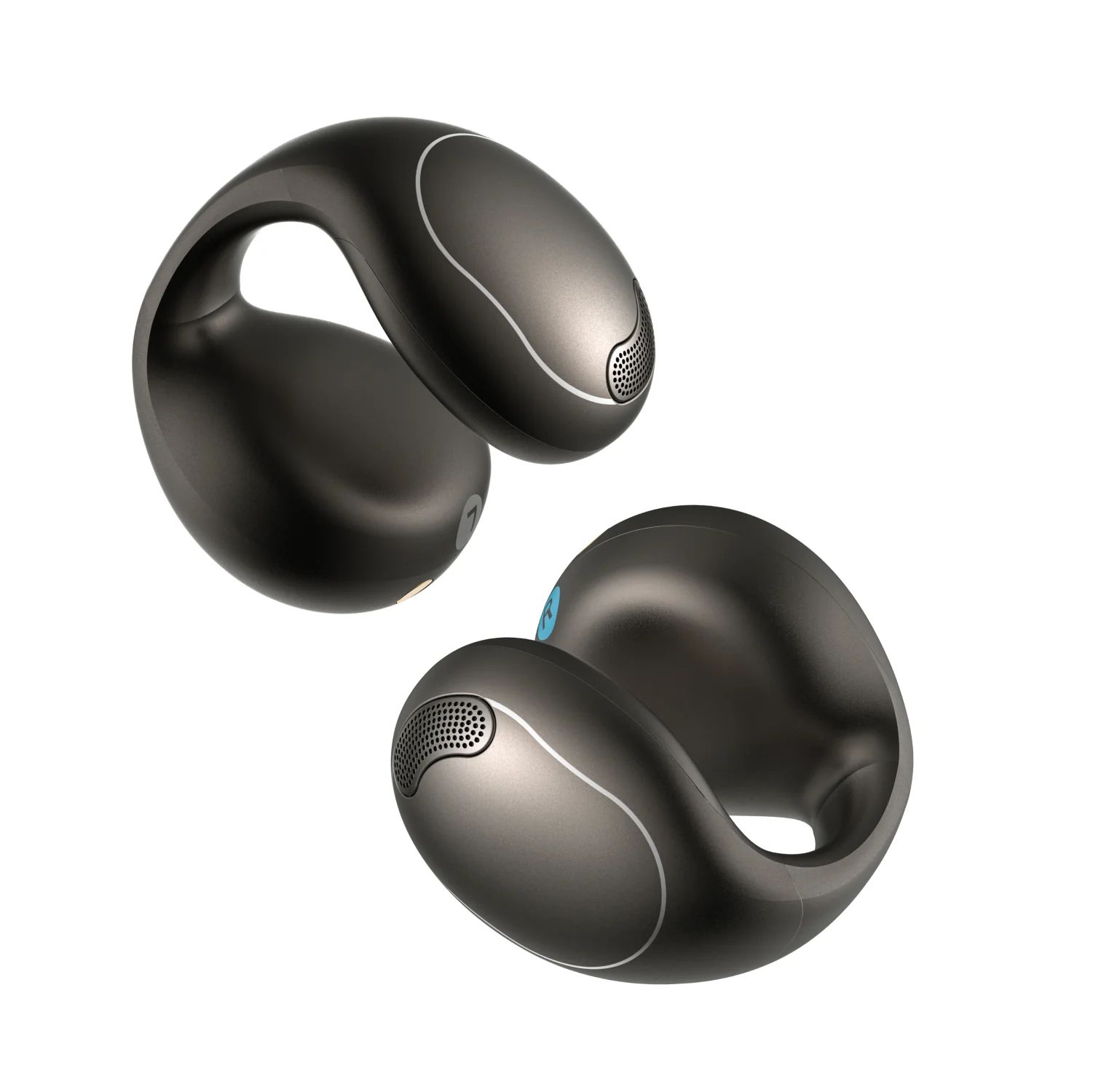 Soundcore c40i earbuds on white background.