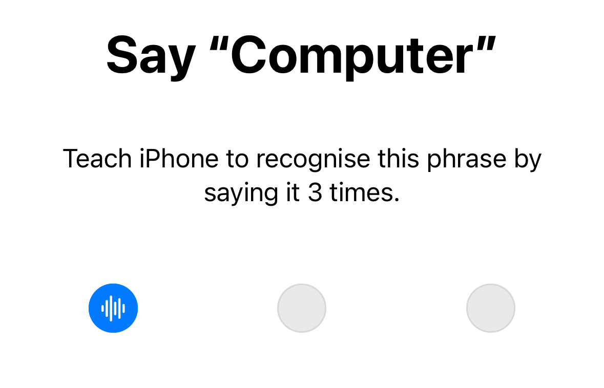 Speak the phrase for voice commands in iPhone accessibility settings.
