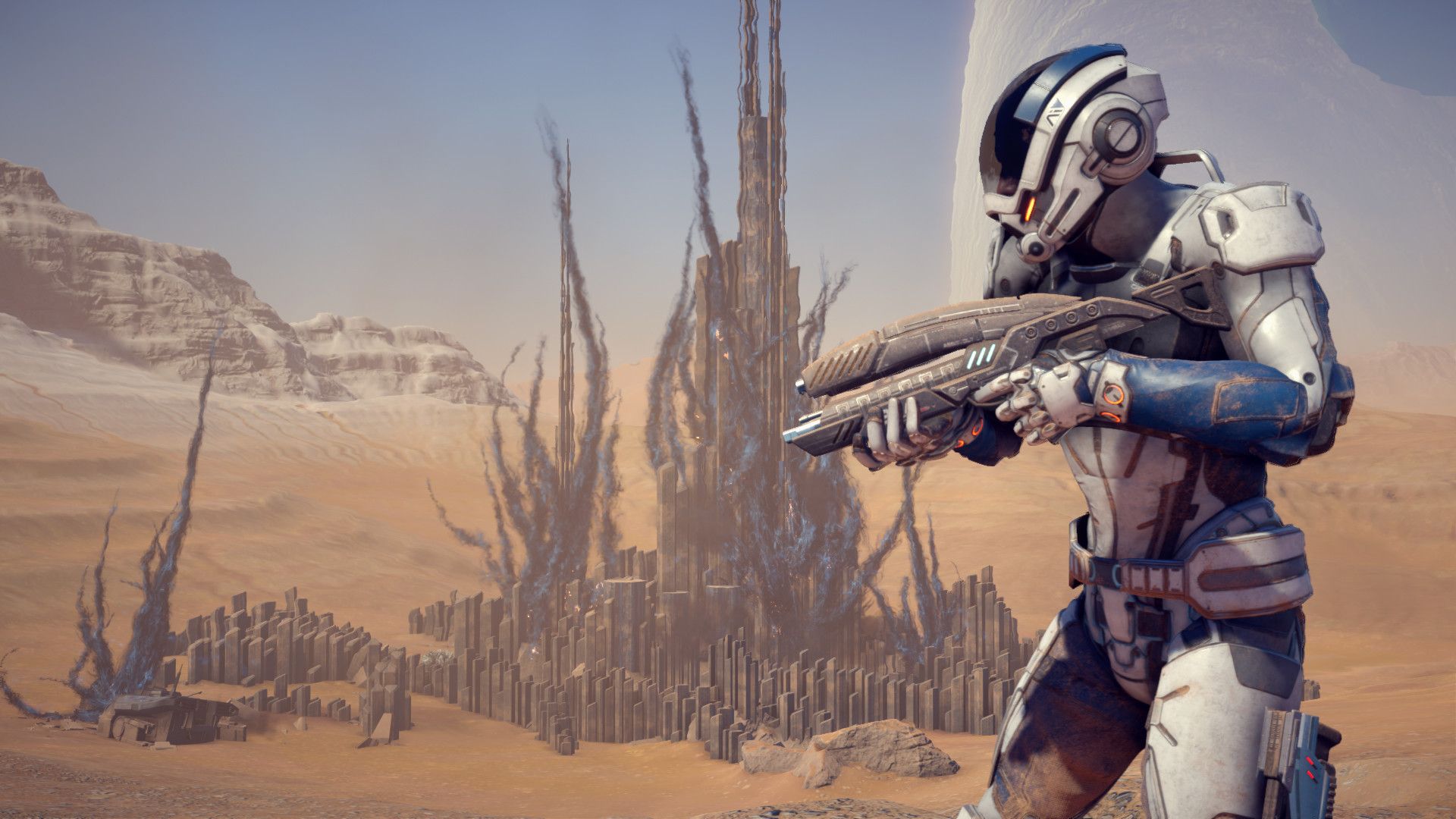 A promotional screenshot from the game Mass Effect: Andromeda.