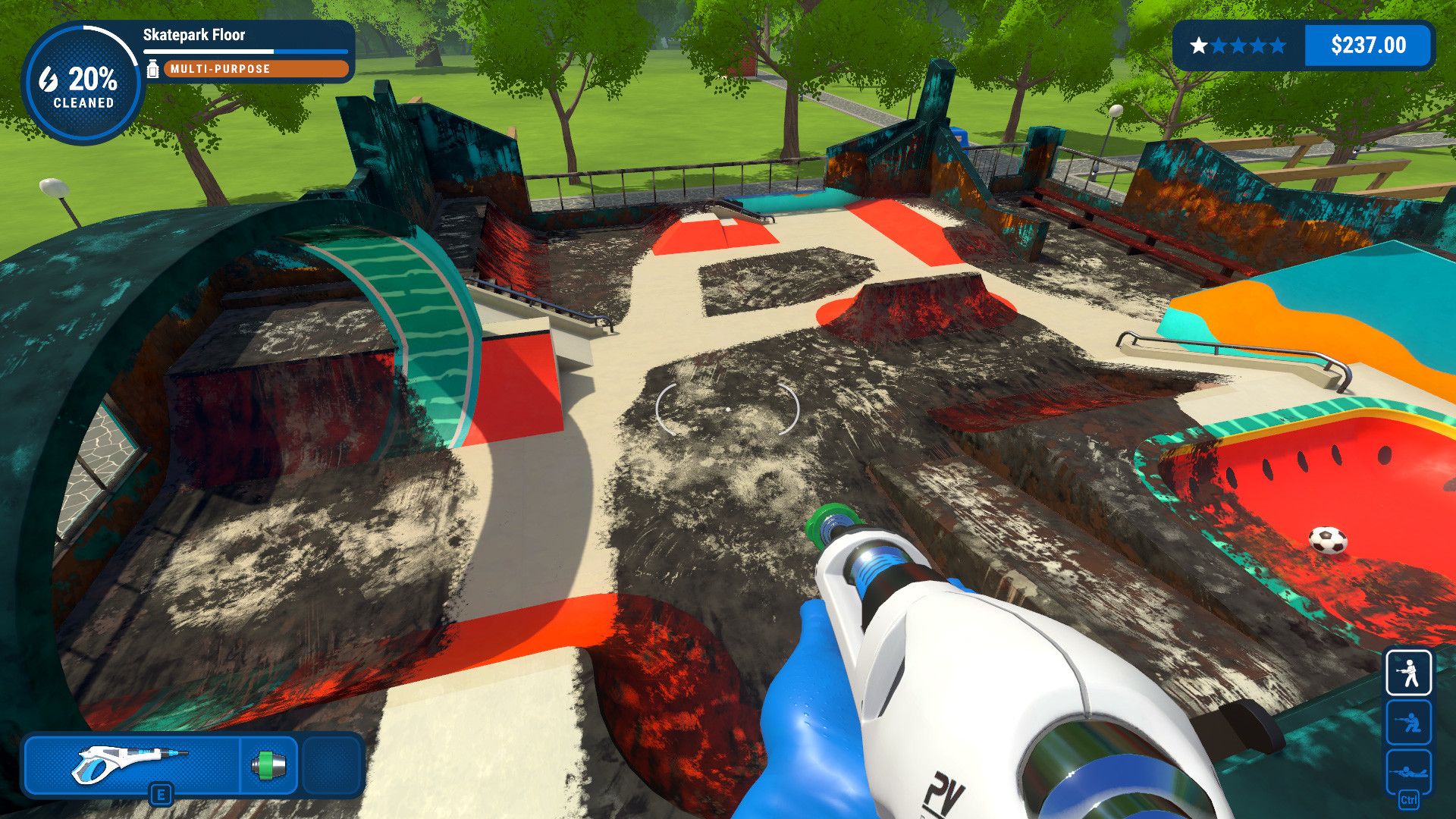 Cleaning a skate park in Powerwash Simulator.