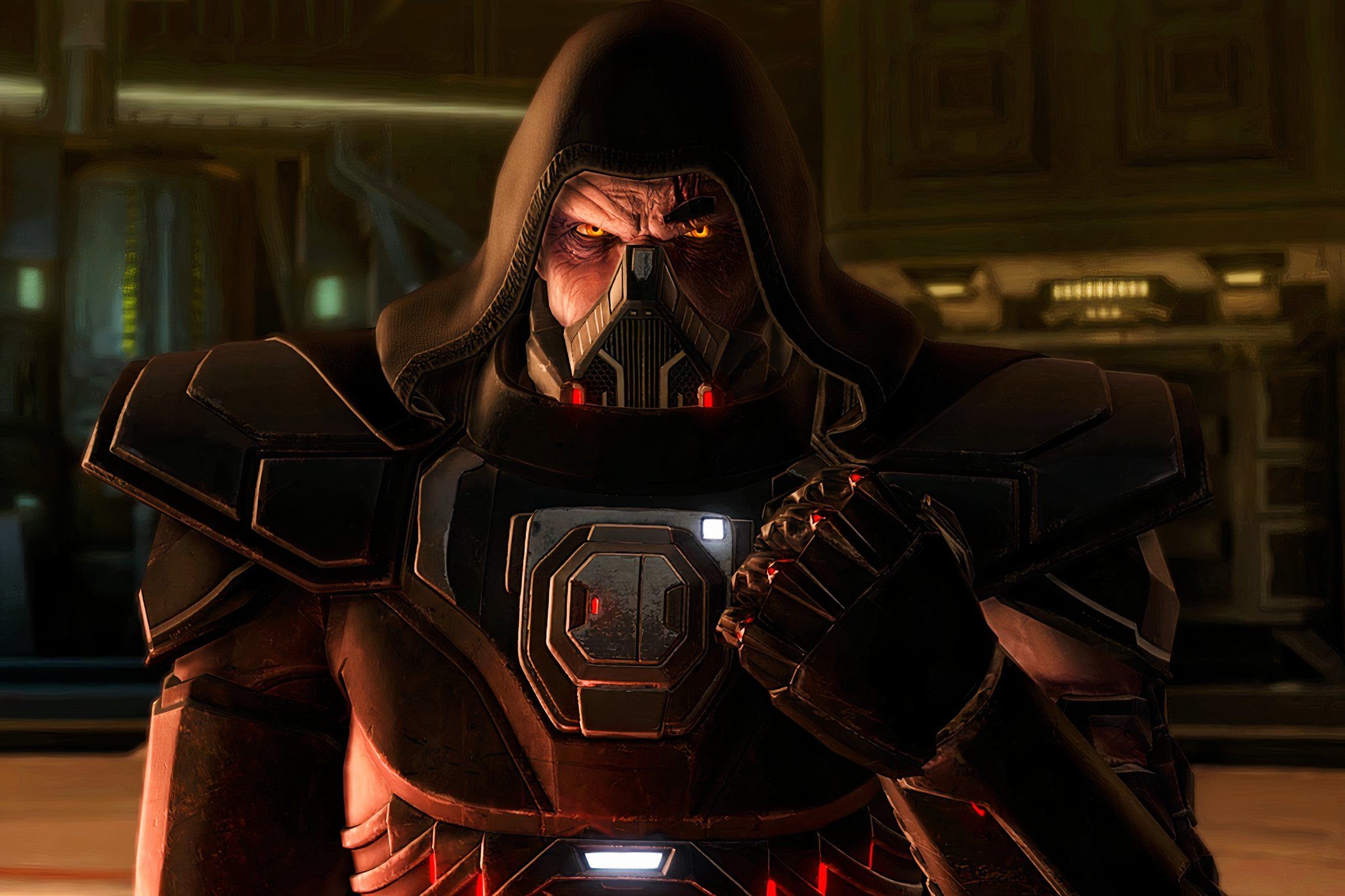 Malik angrily closing his fist in Star Wars The Old Republic.