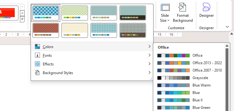 The Color Variants menu in PowerPoint.