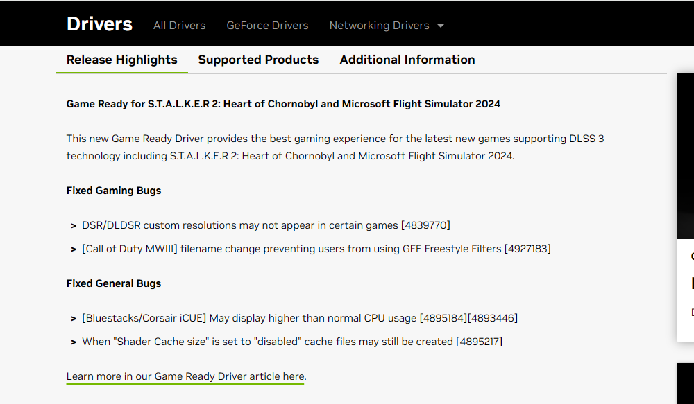 The release notes from NVIDIA.