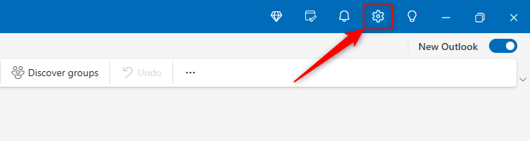 The Settings cog in the new Outlook.