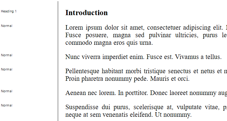 The Style Area Pane in Microsoft Word.