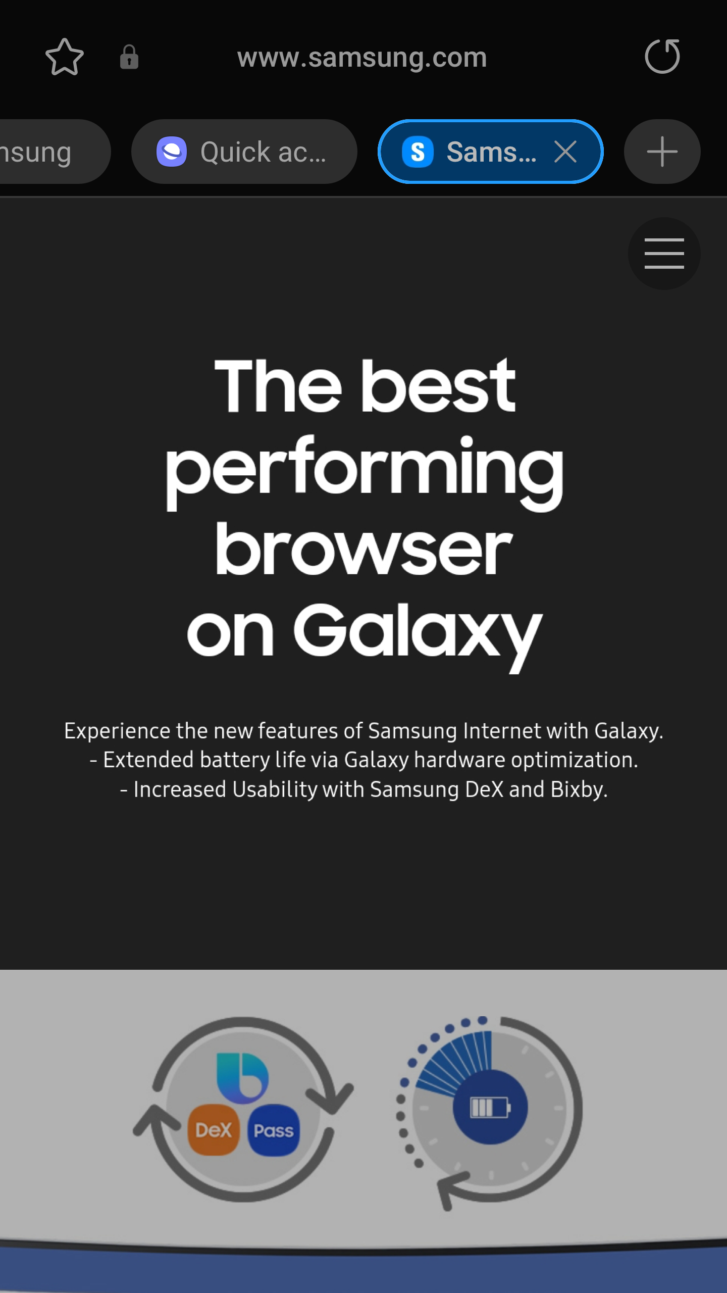 An ad for the Samsung Internet Android app.