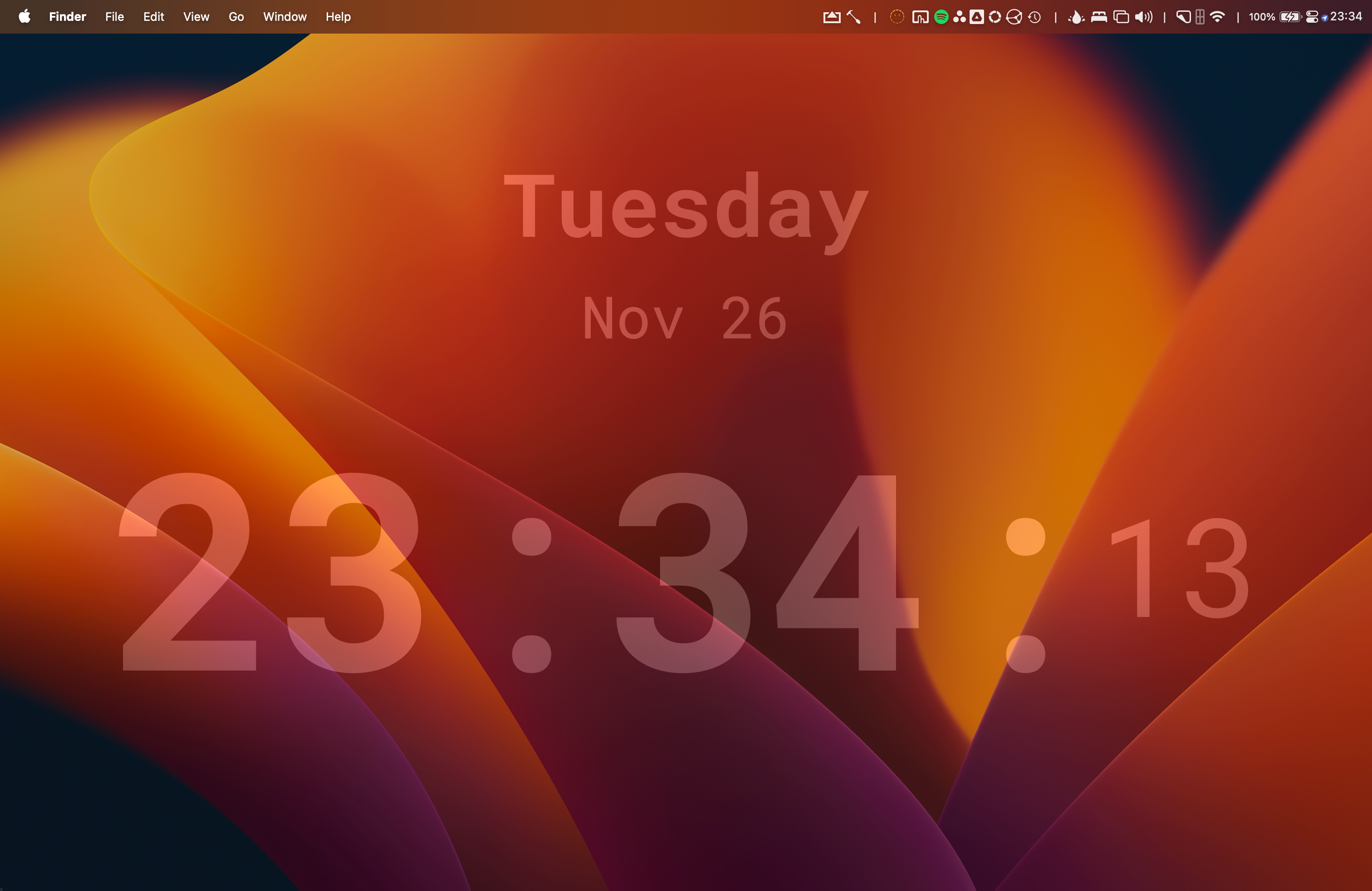 Using Plash as a large digital clock overlay.