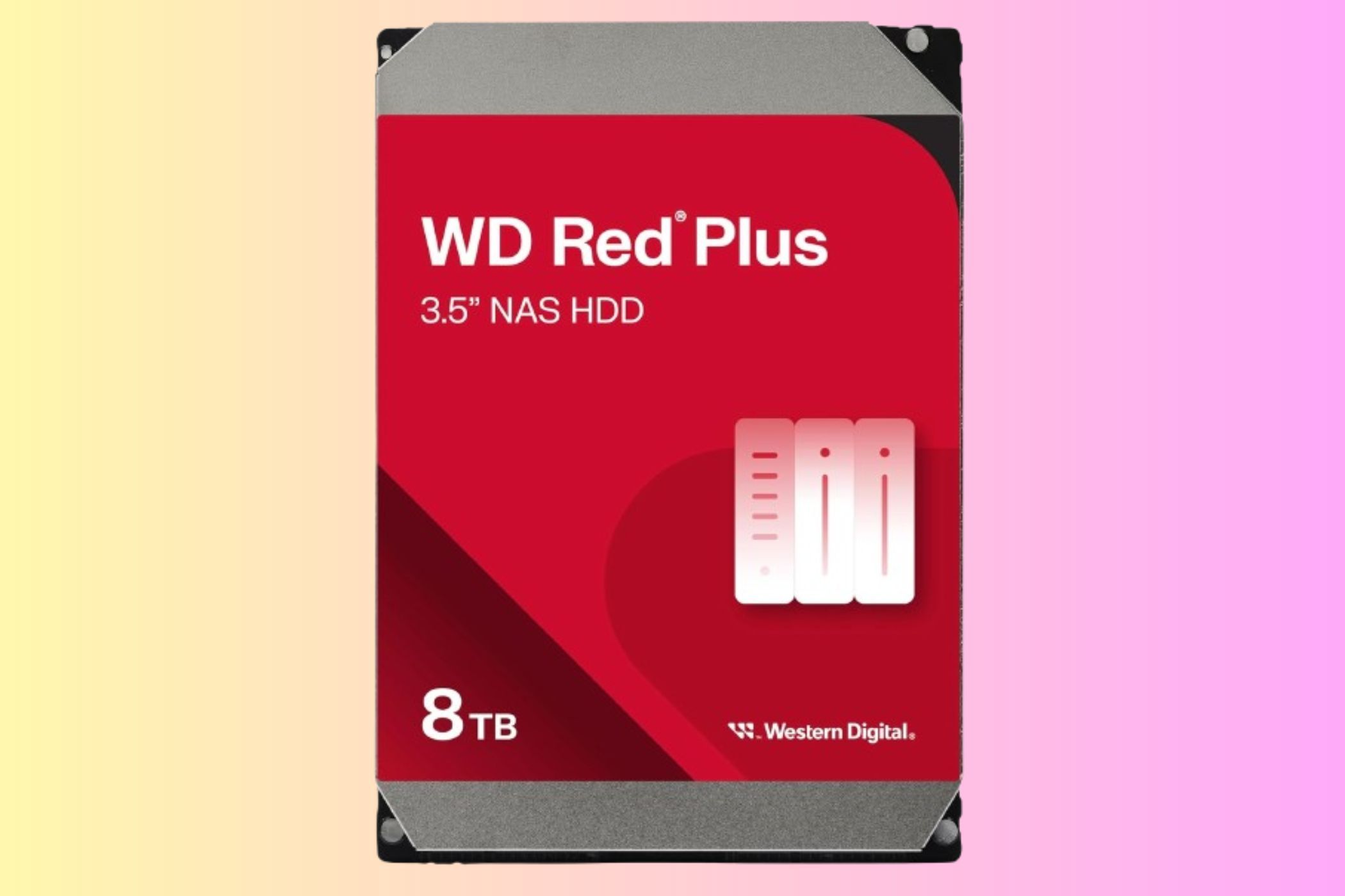 Western Digital 8 ТБ WD Red Plus на градиентном фоне