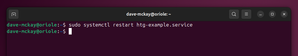 Restarting a service with the systemctl restart command.