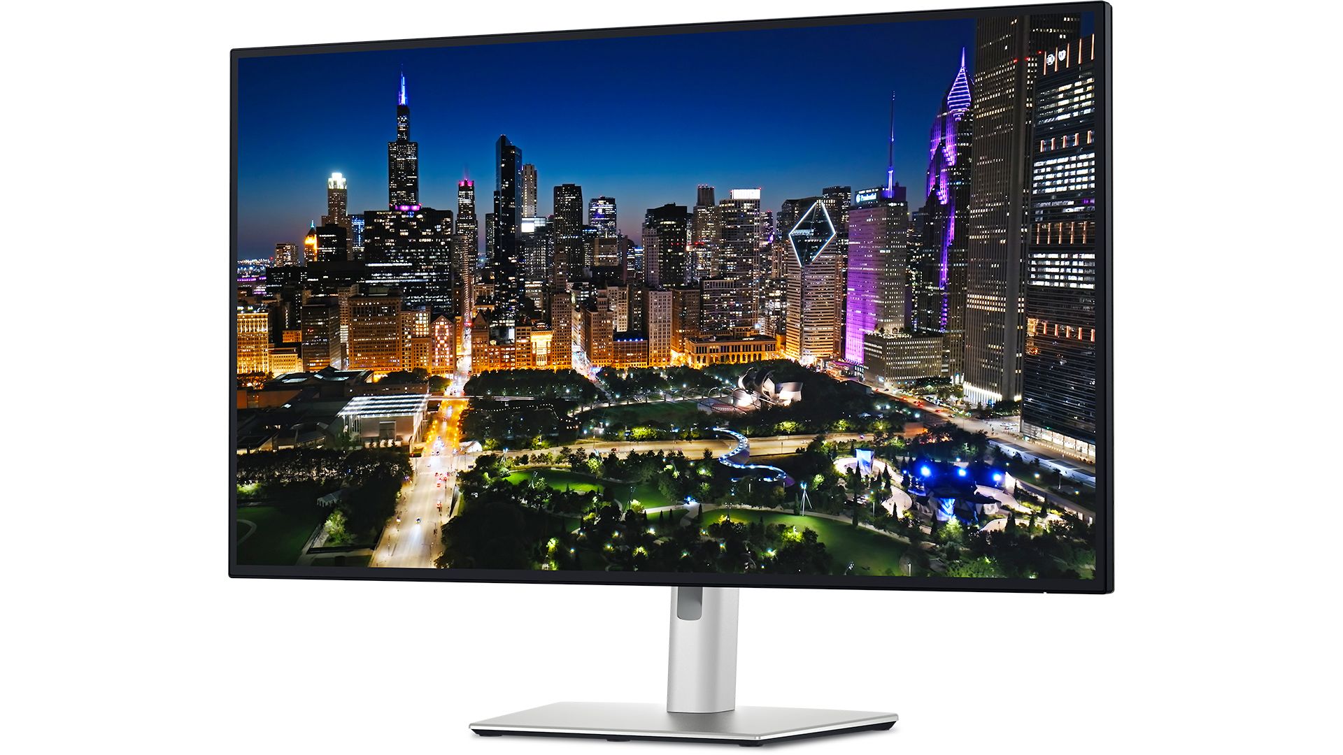 A Dell UltraSharp 4K Thunderbolt Hub Monitor facing forward.