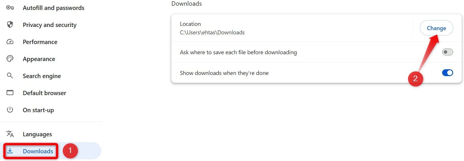 Изменение места загрузки по умолчанию в Chrome.
