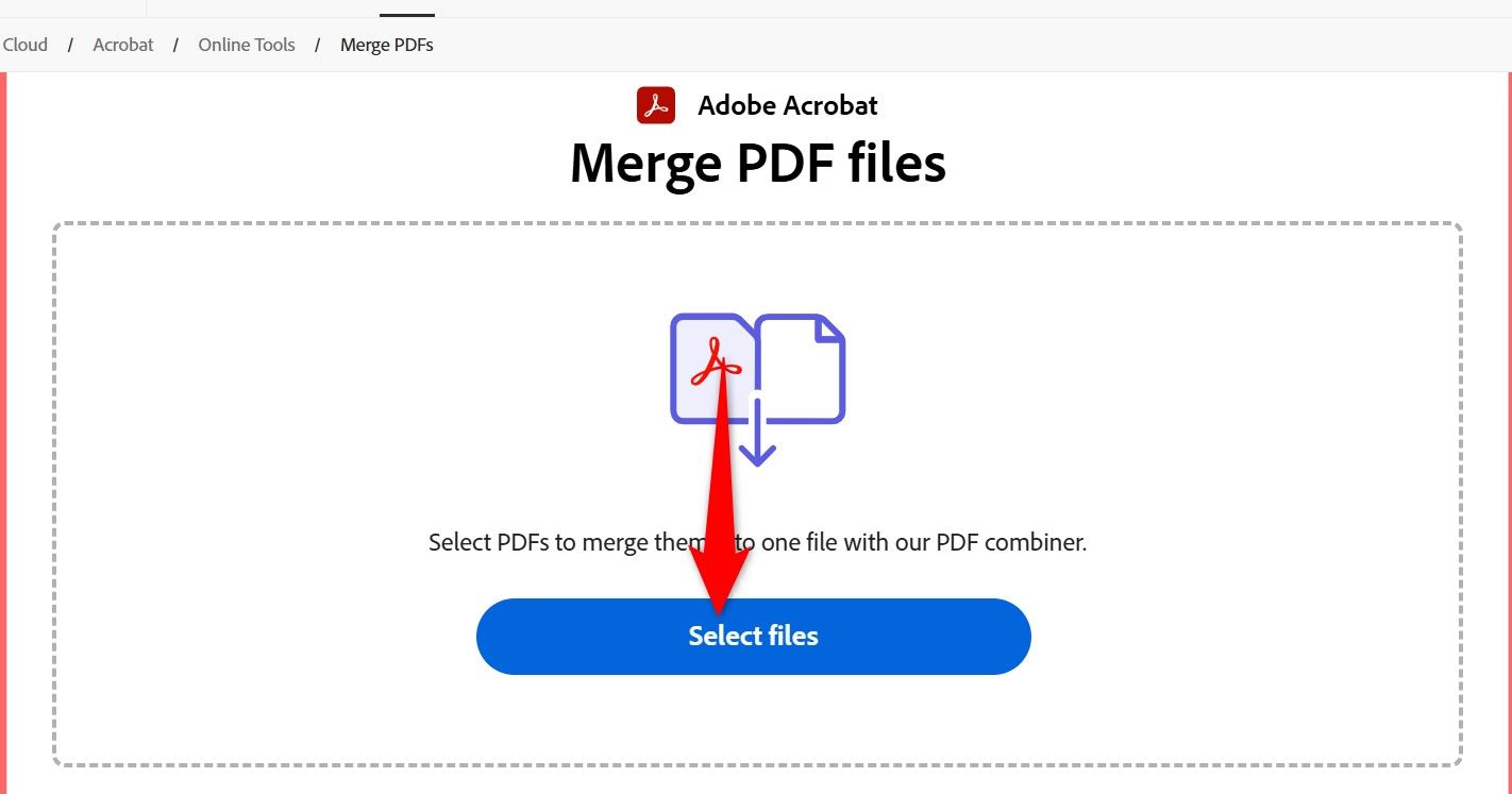 "Select Files" highlighted on Adobe Acrobat.