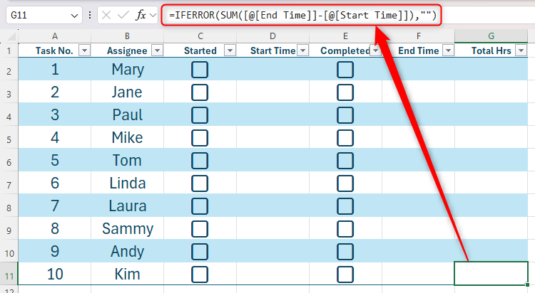 A cell in an Excel table containing a SUM formula embedded within the IFERROR function.