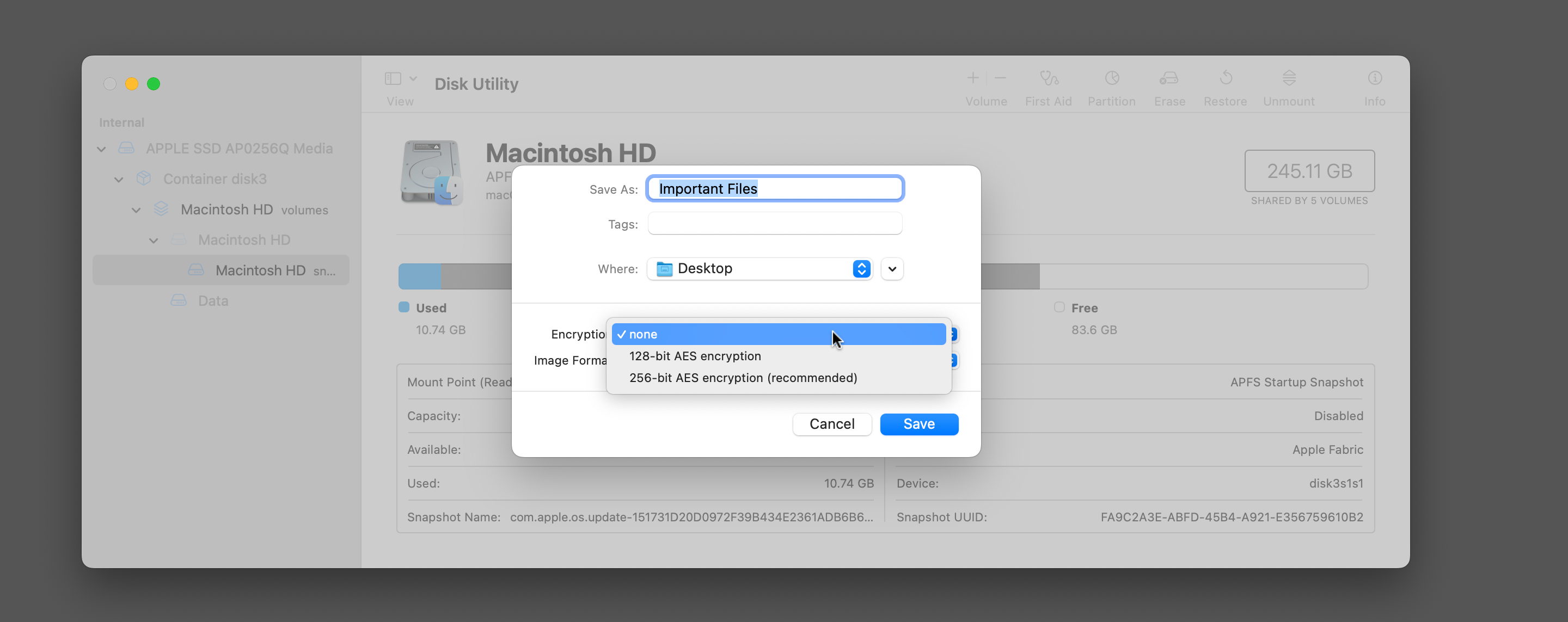 Add a password in Disk Utility.