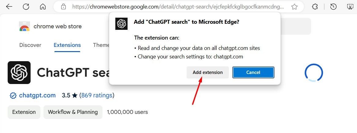 Add Extension option in Edge.