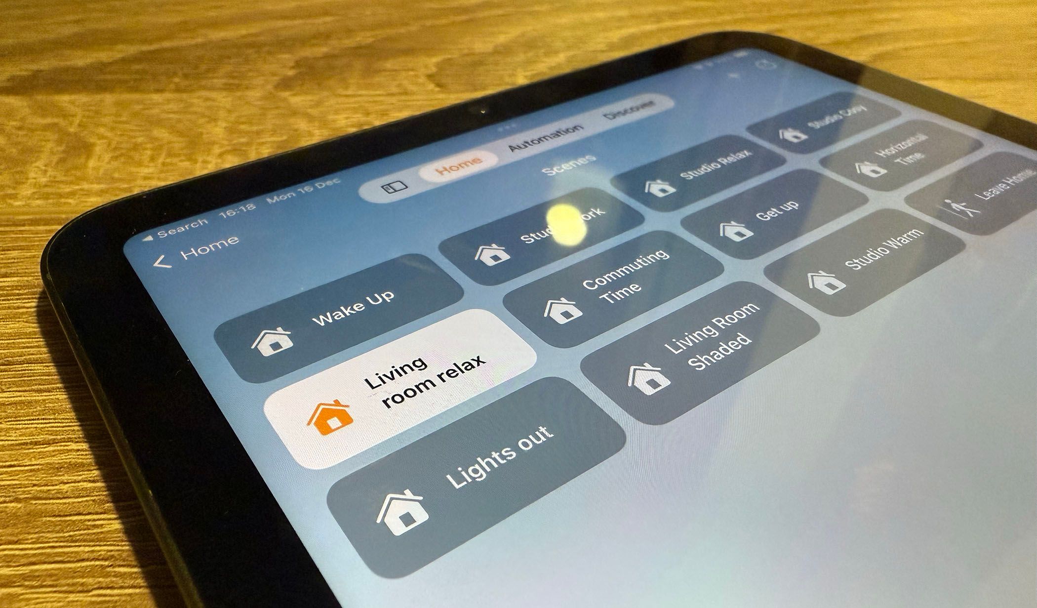 An iPad mini with the Home app open.
