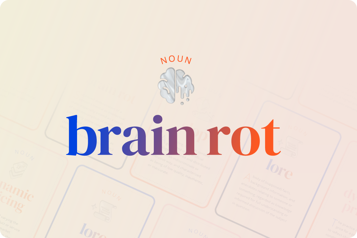 An Oxford University Press graphic with the 2024 word of the year, brain rot, in the center.