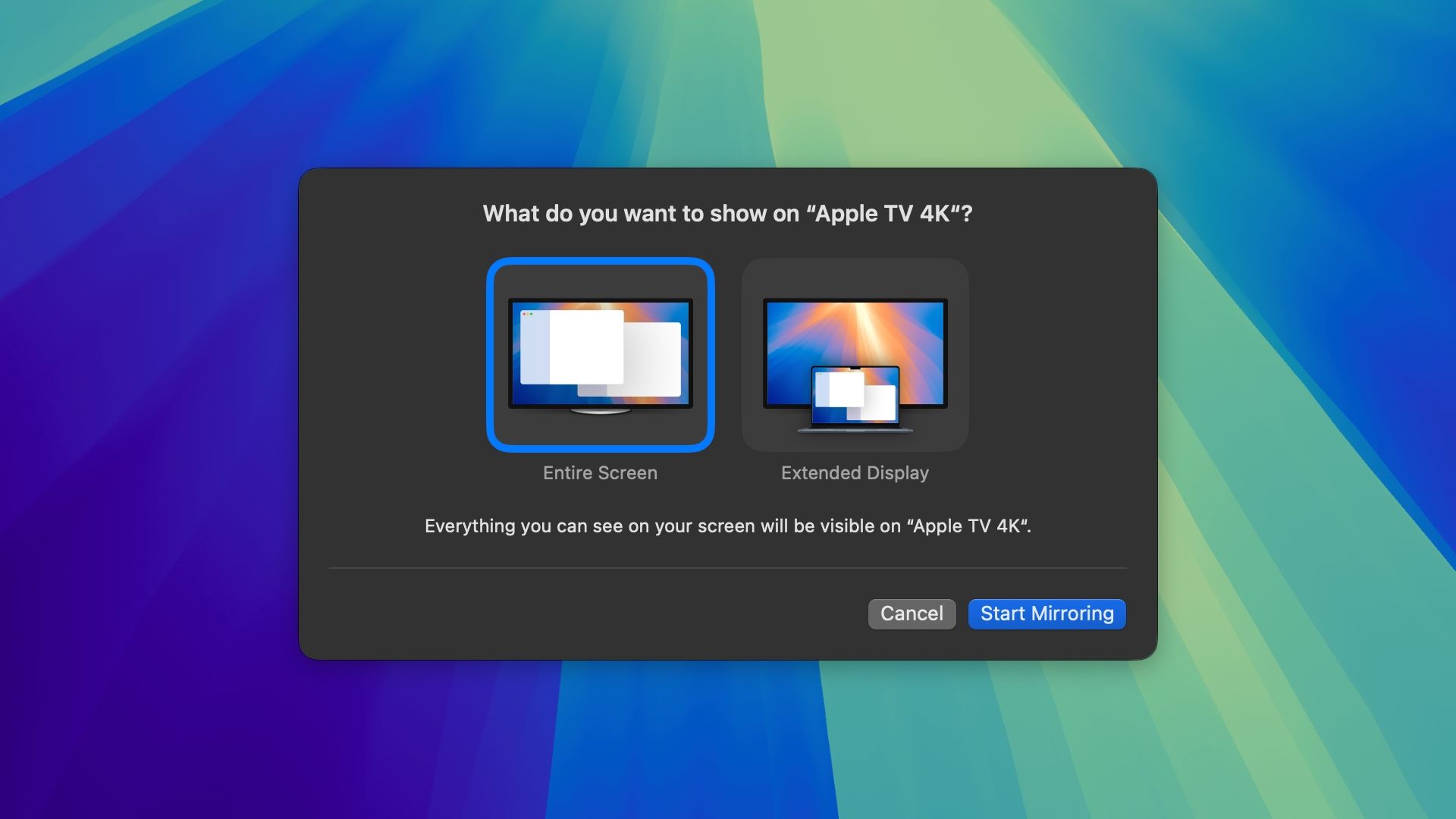 AirPlay presenter preview screen on macOS Sequoia.